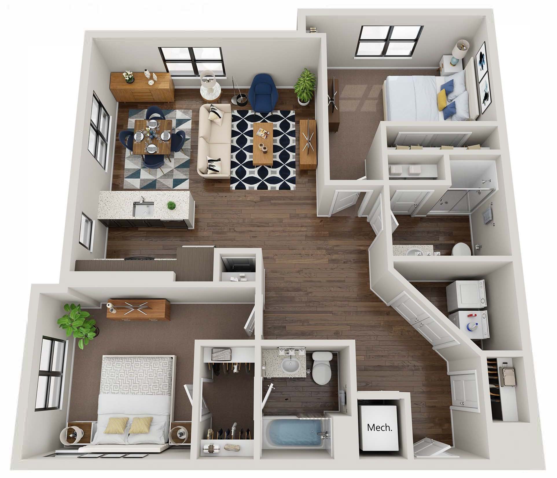 2BR B floor plan