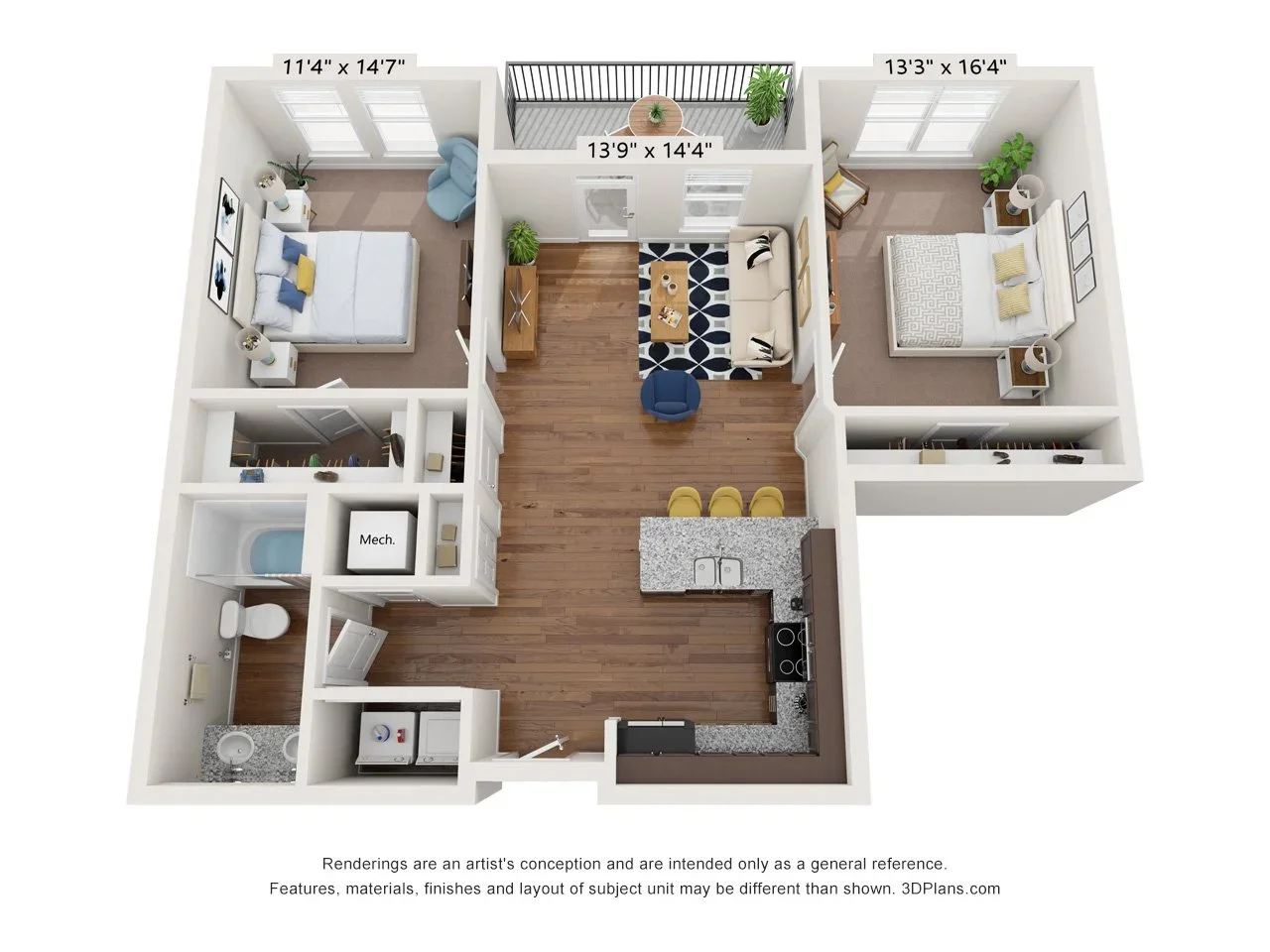 One Bedroom | One Bathroom floor plan