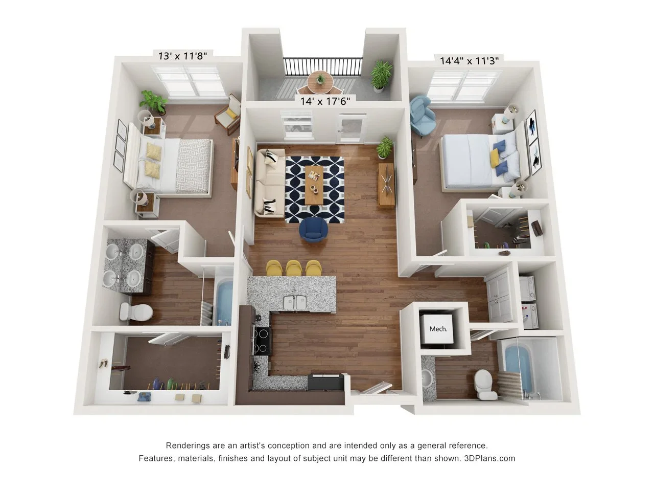 Two Bedroom | One Bathroom floor plan