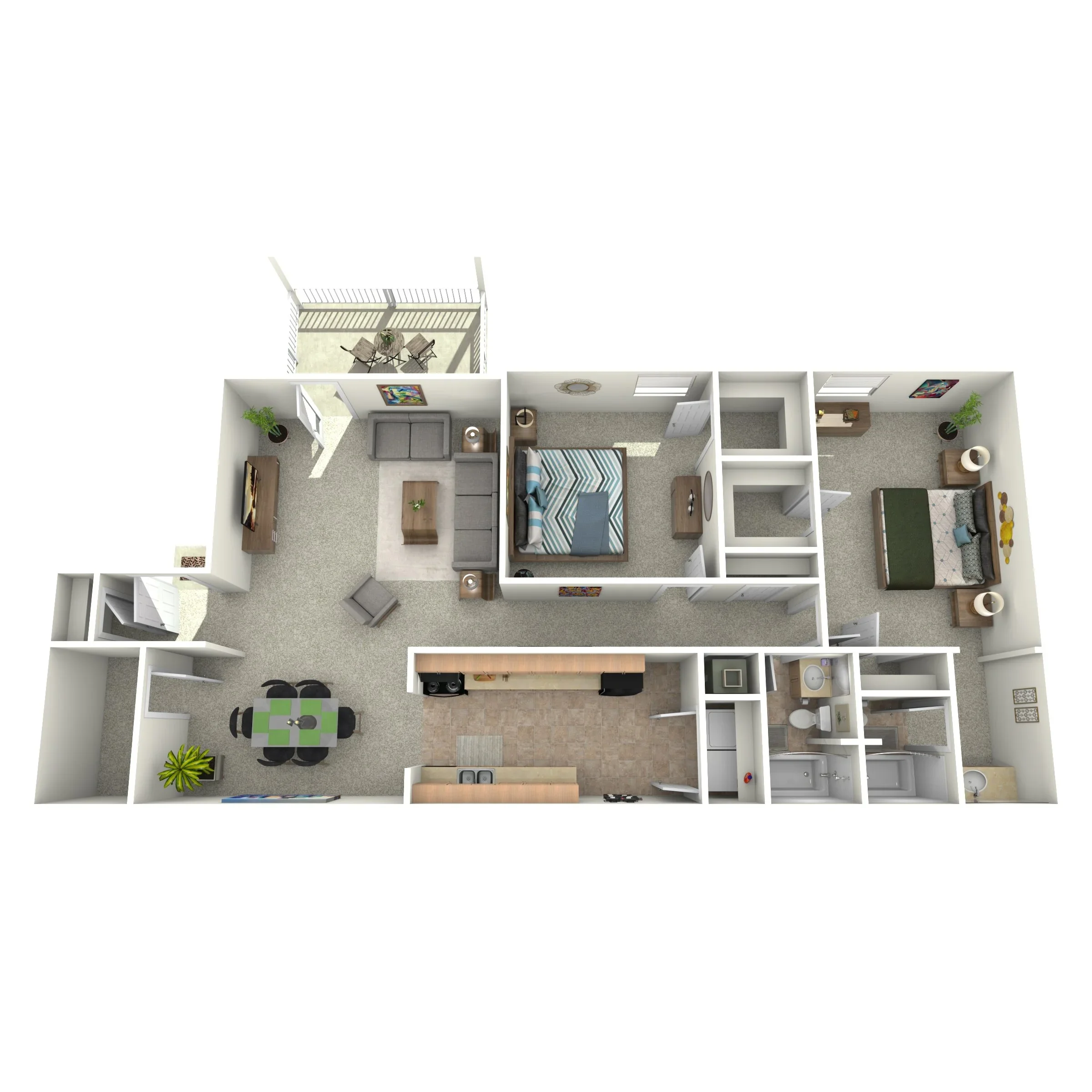 2 Bed | 2 Bath | 1245 SQFT floor plan