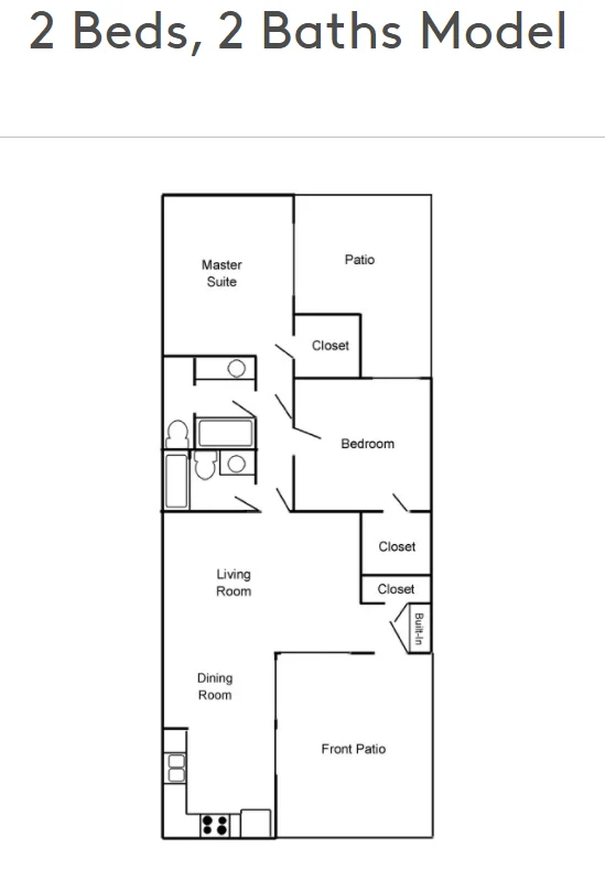 2 Bed, 2 Bath floor plan