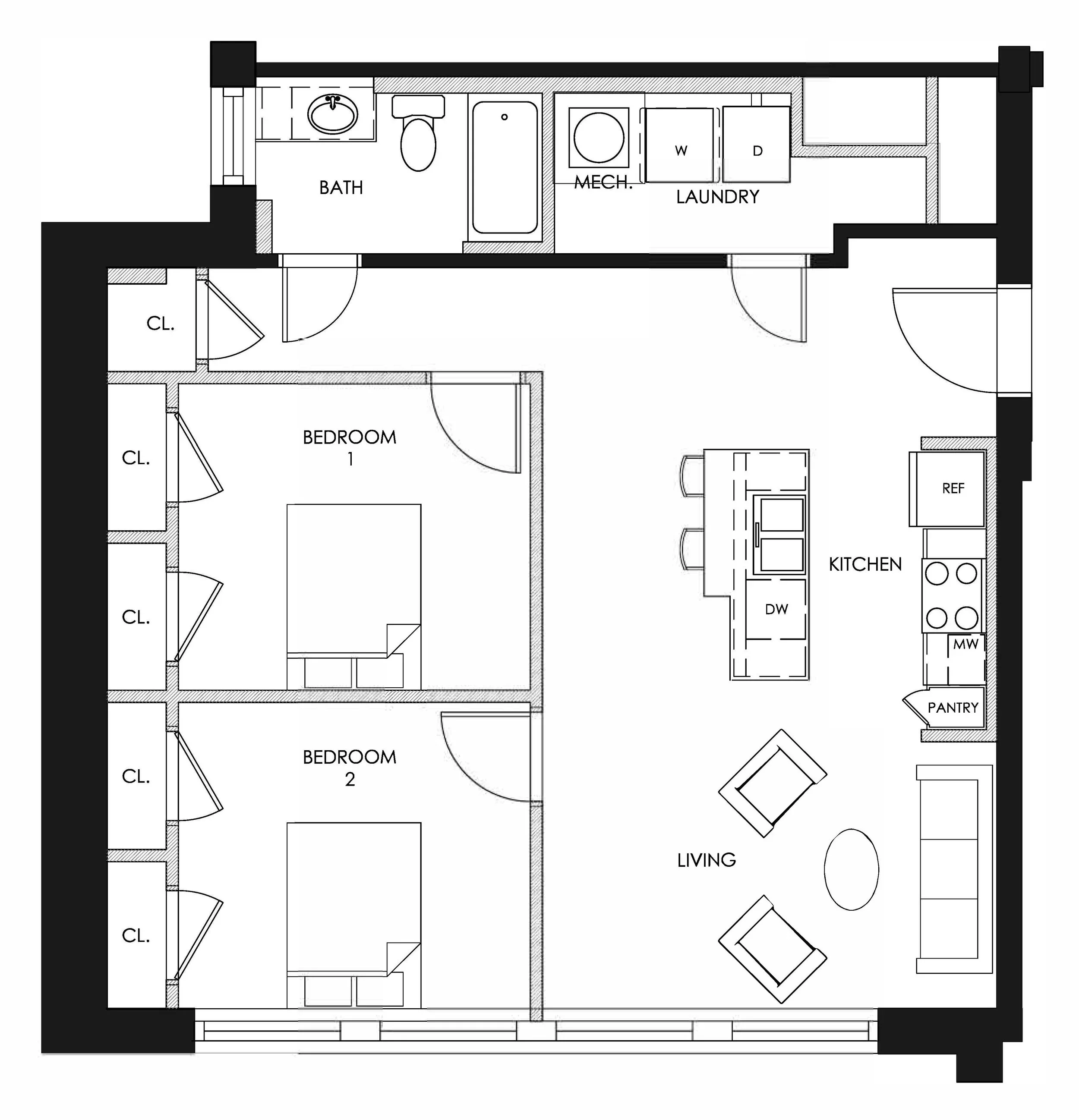 2K floor plan