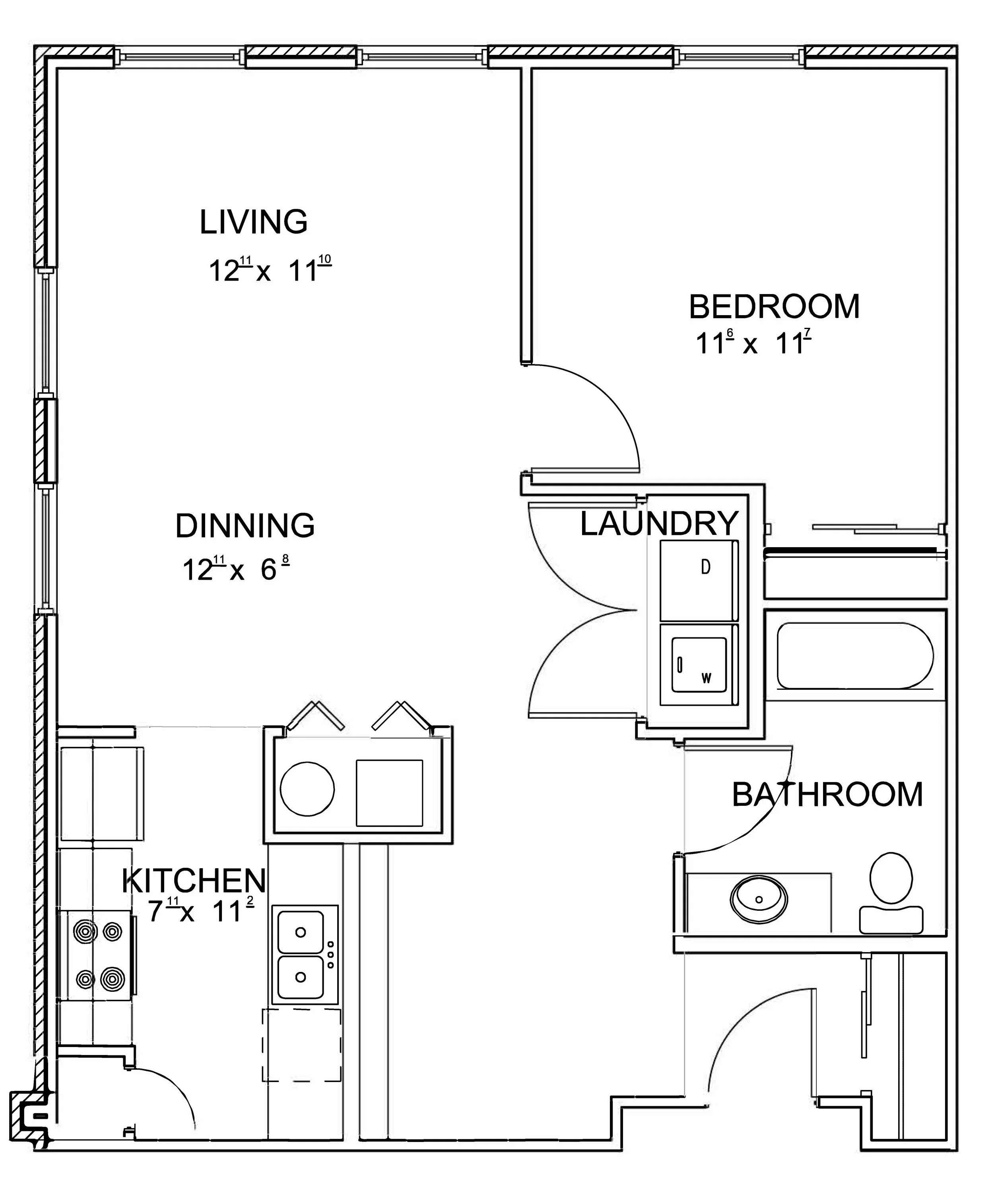 1 Bed | 1 Bath | 762 sf floor plan